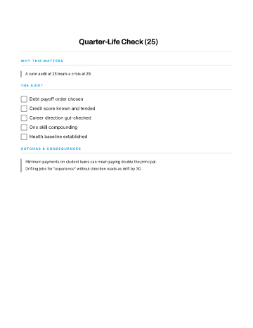 Quarter-Life Check (25) — 20s & 30s checklist template