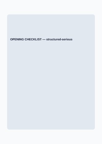 OPENING CHECKLIST — SOPs & Process business template