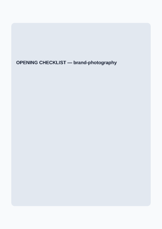 OPENING CHECKLIST — SOPs & Process business template