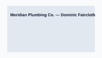 Meridian Plumbing Co. — Trades & Home Services business card template