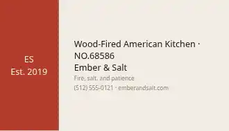 Ember & Salt — Restaurants & Hospitality business card template