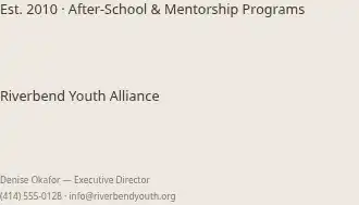 Riverbend Youth Alliance — Nonprofit & Community business card template