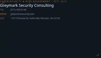 Greymark Security Consulting — Technology Consulting business card template