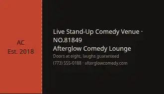 Afterglow Comedy Lounge — Music & Entertainment business card template
