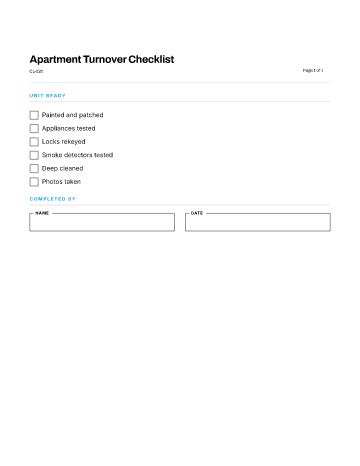 Apartment Turnover Checklist — Facilities & Maintenance template