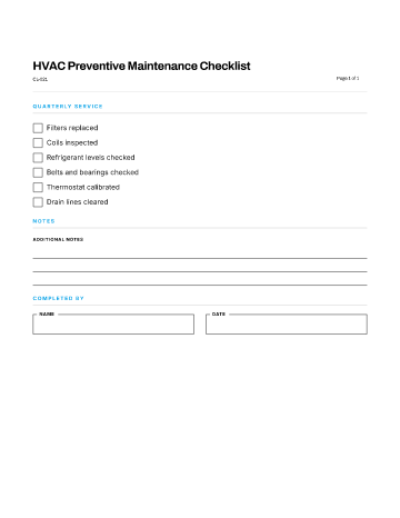 HVAC Preventive Maintenance Checklist — Facilities & Maintenance template
