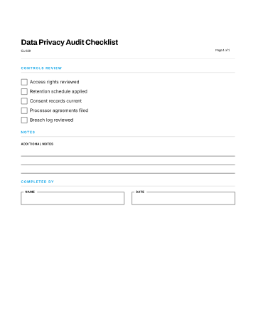 Data Privacy Audit Checklist — Safety & Compliance template