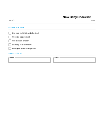 New Baby Checklist — Home & Personal checklist template