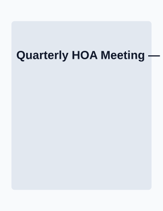 Quarterly HOA Meeting — Neighborhood Services template
