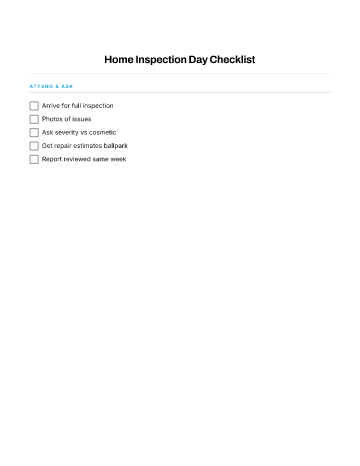 Home Inspection Day Checklist — Buying & Selling checklist template