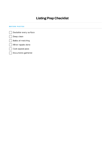 Listing Prep Checklist — Buying & Selling template