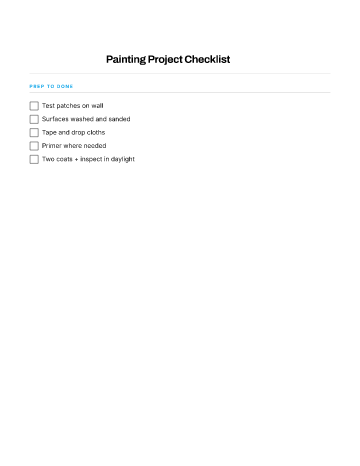 Painting Project Checklist — Renovation & Projects template