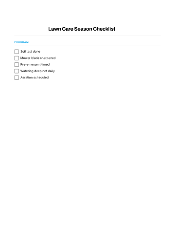 Lawn Care Season Checklist — Yard & Outdoor template
