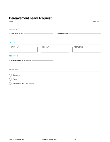 Bereavement Leave Request — Leave & Time Off form template