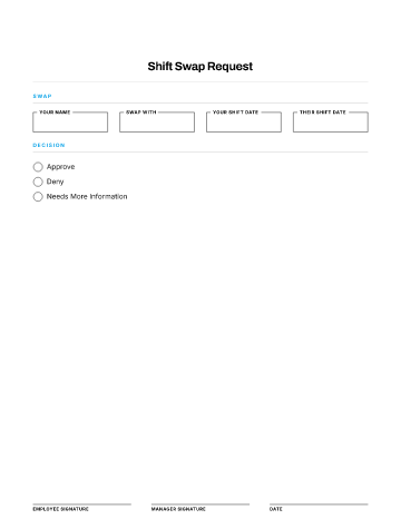 Shift Swap Request — Time & Scheduling template