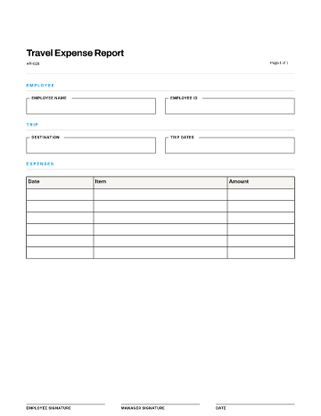 Travel Expense Report — Pay & Expenses form template