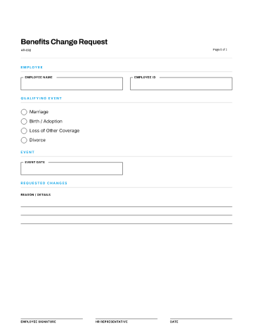 Benefits Change Request — Benefits & Wellness form template