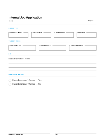 Internal Job Application — Hiring & Referrals form template