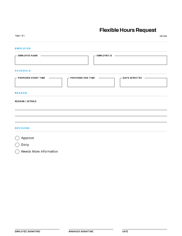 Flexible Hours Request — Work Arrangements form template