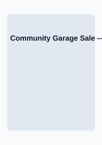 Community Garage Sale — Office & Community Socials invite-events template