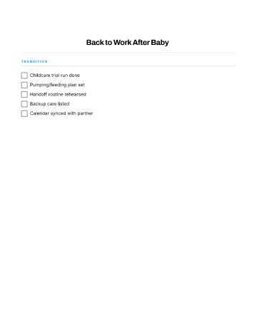Back to Work After Baby — New Baby template