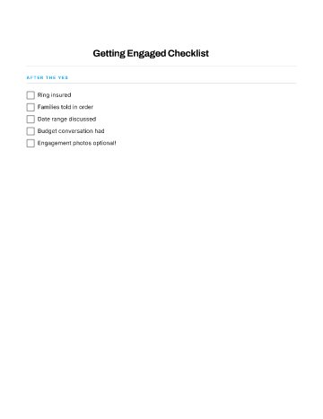 Getting Engaged Checklist — Marriage & Partnership template