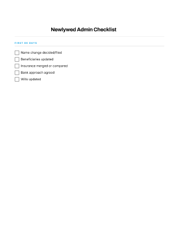 Newlywed Admin Checklist — Marriage & Partnership template