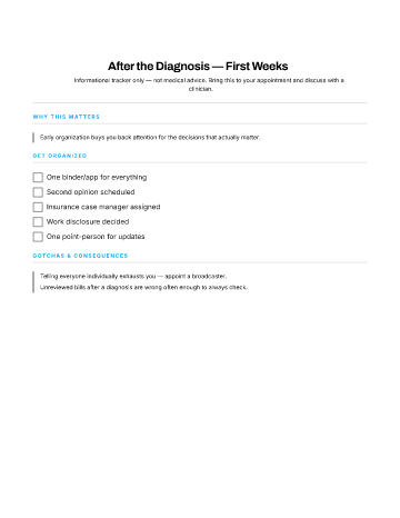 After the Diagnosis — First Weeks — Health Events template
