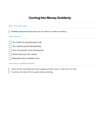 Coming Into Money Suddenly — Recovery & Fresh Starts template