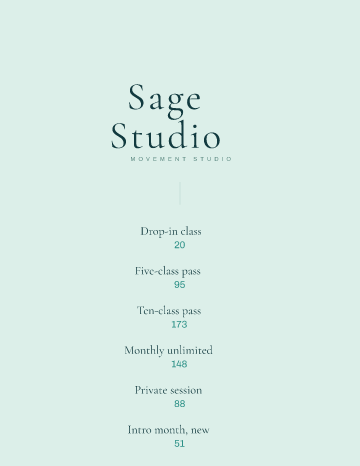 Sage Studio — Menu — Yoga form template