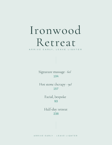 Ironwood Retreat — Menu — Spa & Massage form template