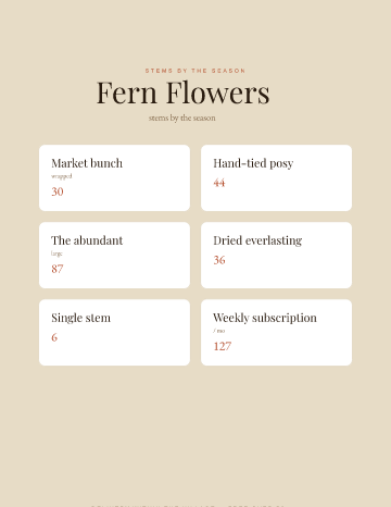 Fern Flowers — Menu — Florist form template