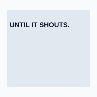 UNTIL IT SHOUTS. — specimen poster — Typographic Manifestos template