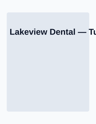 Lakeview Dental — Tuesday — operatory schedule — Operations & Routes template