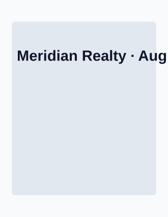 Meridian Realty · Aug 1–2 — open house schedule — Events & Run Sheets template