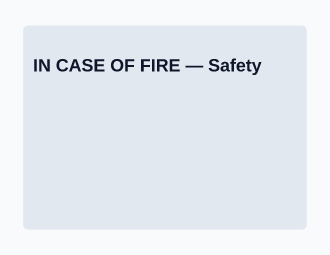 IN CASE OF FIRE — Safety — Safety template