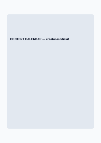 CONTENT CALENDAR — Creator Economy template