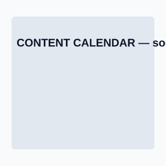 CONTENT CALENDAR — Creator Economy social template